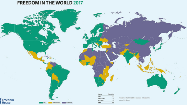 Российская Федерация заняла свою строчку в рейтинге несвободных стран мира